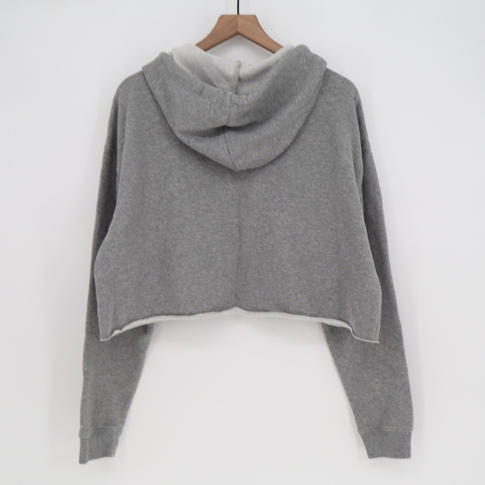 Wild Fable Womens XL Heather Gray Cropped Raw Hem Fleece Hoodie Sweatshirt - Picture 5 of 6